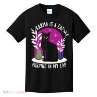 Karma Is A Cat Purring In My Lap Funny Cat Lovers Kids T-Shirt thumb 0