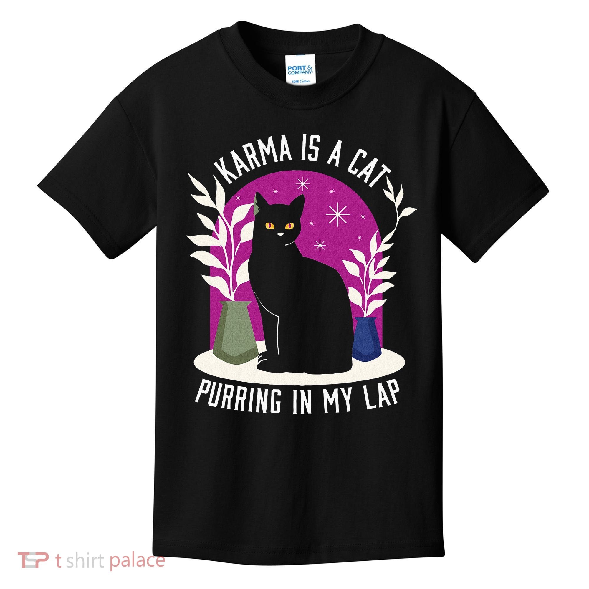 Karma Is A Cat Purring In My Lap Funny Cat Lovers Kids T-Shirt