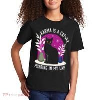 Karma Is A Cat Purring In My Lap Funny Cat Lovers Kids T-Shirt thumb 2