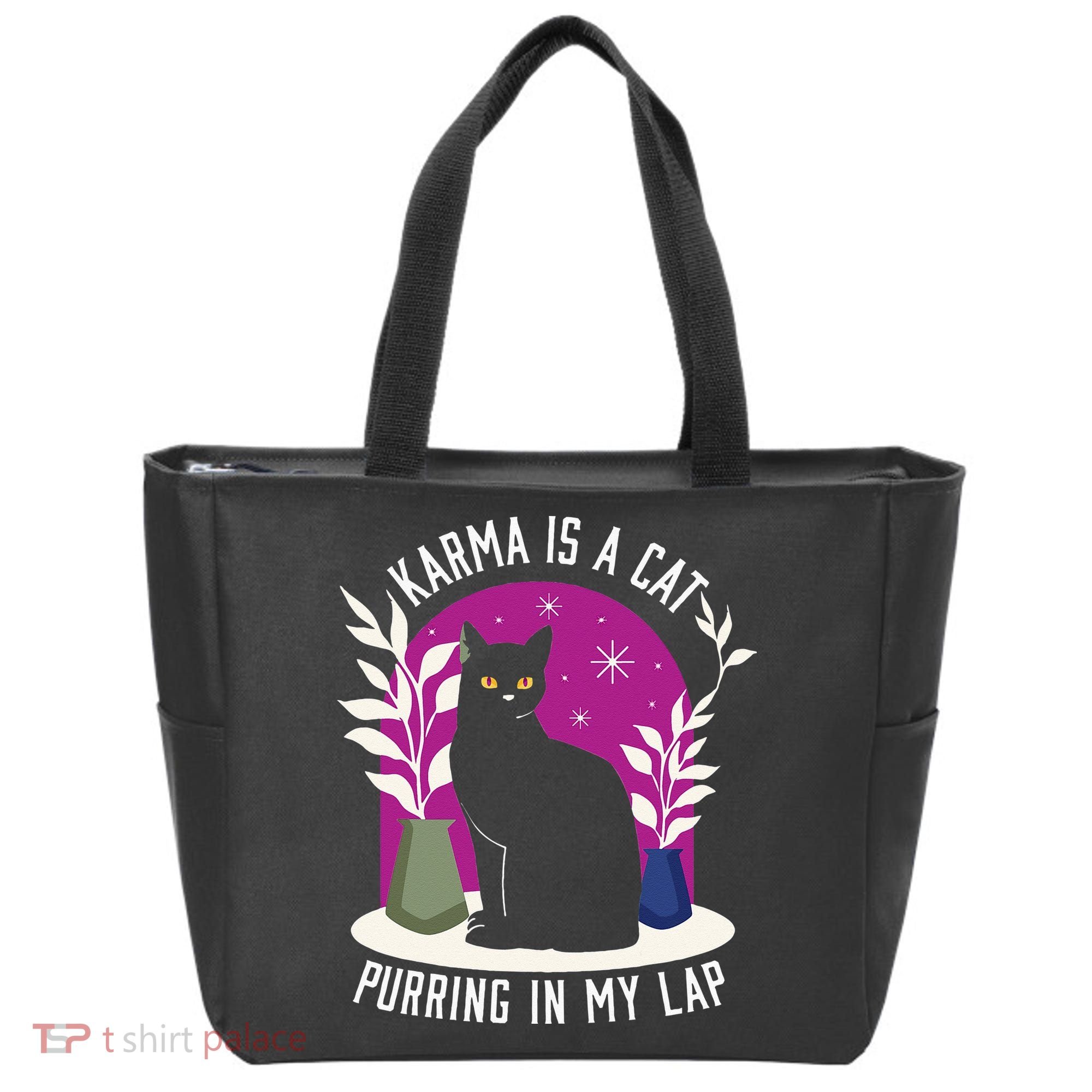 Karma Is A Cat Purring In My Lap Funny Cat Lovers Tote Bag