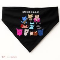 Karma Is A Cat Cat Funny Cat Lovers USA-Made Doggie Bandana thumb 0