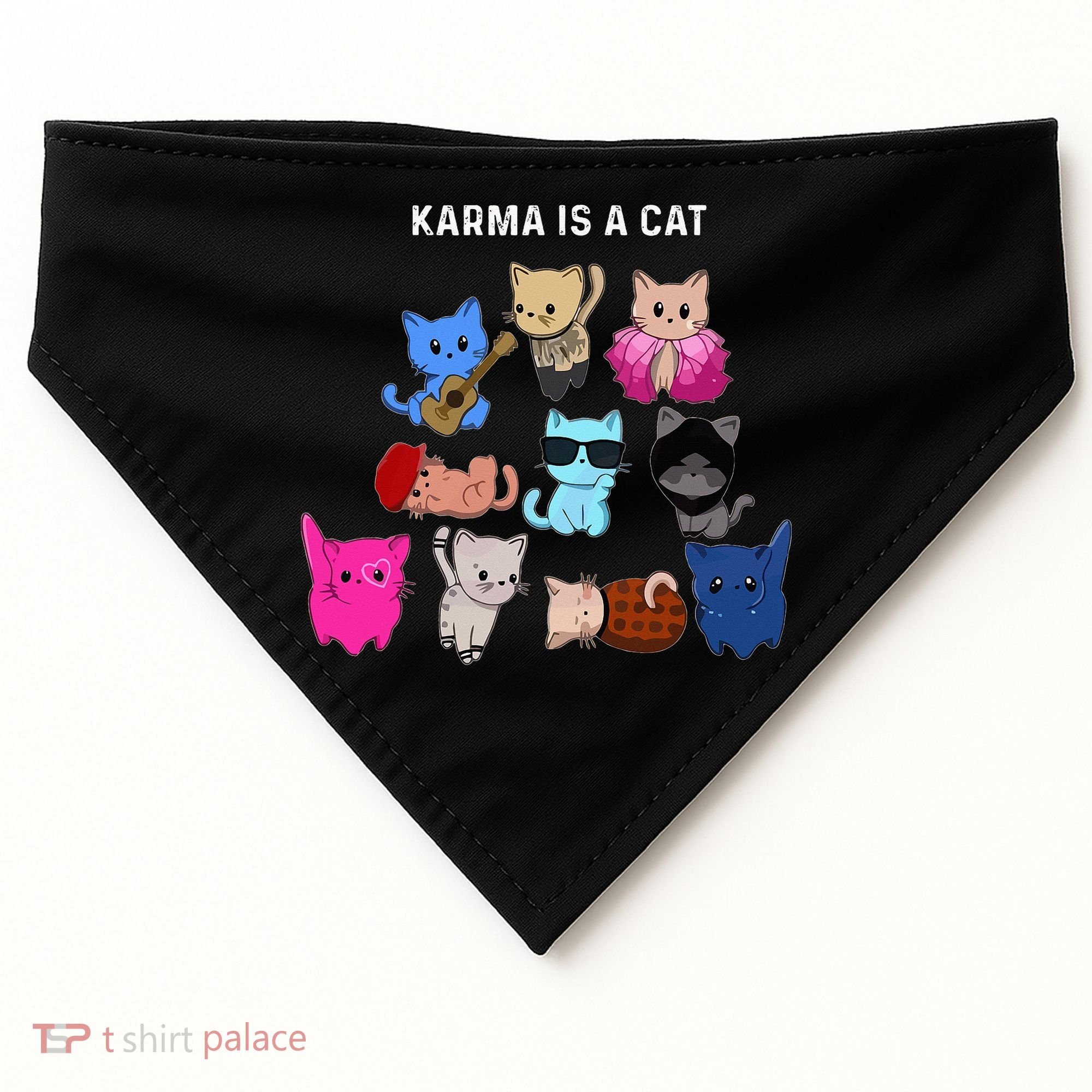 Karma Is A Cat Cat Funny Cat Lovers USA-Made Doggie Bandana