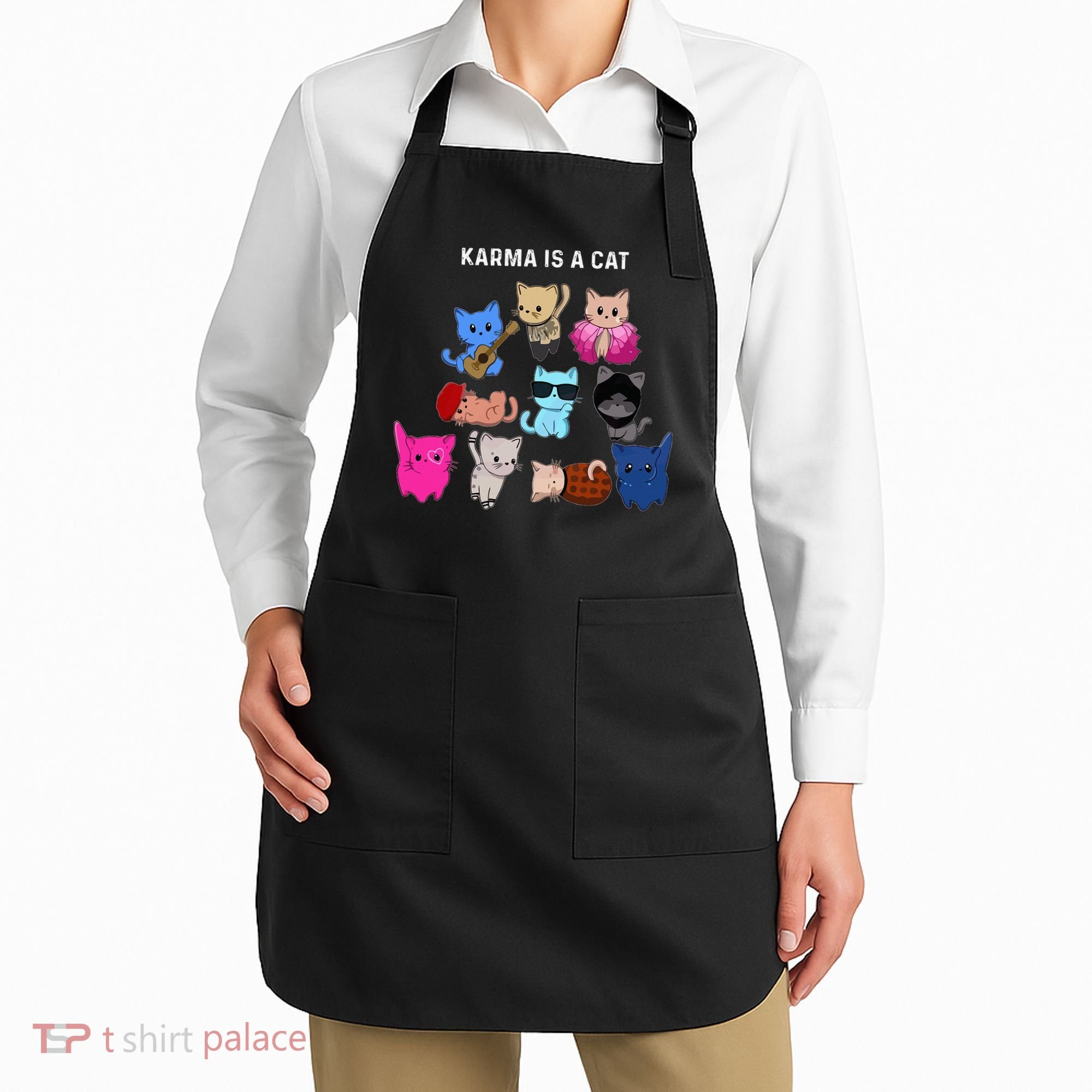 Karma Is A Cat Cat Funny Cat Lovers Apron