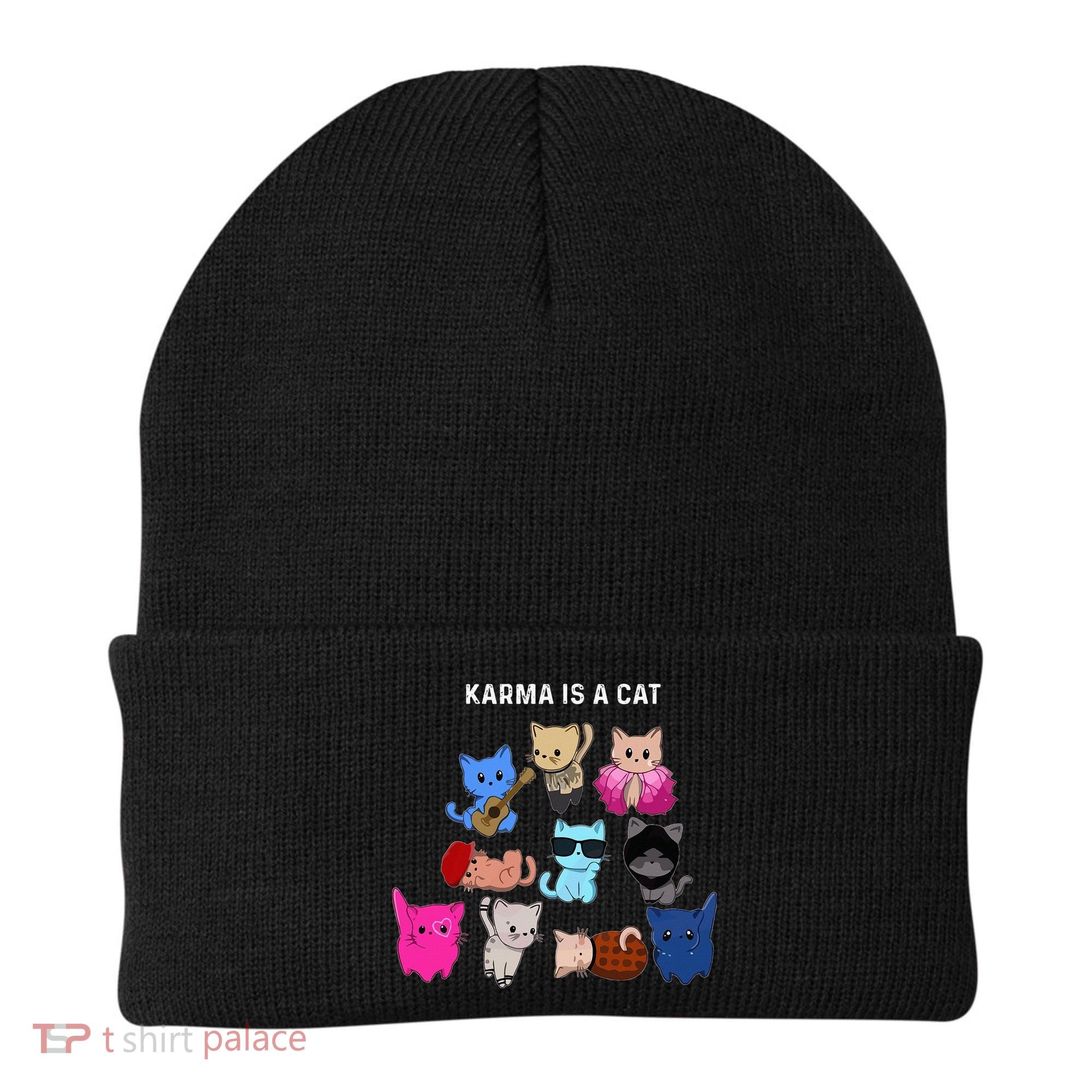 Karma Is A Cat Cat Funny Cat Lovers Beanie