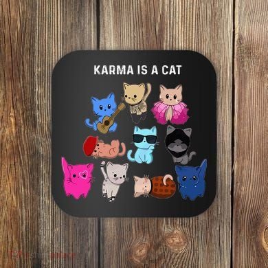 Karma Is A Cat Cat Funny Cat Lovers Coaster