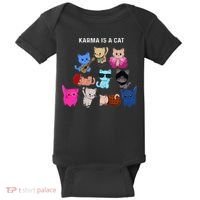 Karma Is A Cat Cat Funny Cat Lovers Baby Bodysuit thumb 0