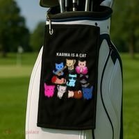 Karma Is A Cat Cat Funny Cat Lovers Golf Towel thumb 2