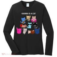 Karma Is A Cat Cat Funny Cat Lovers Women's Long Sleeve Shirt thumb 0