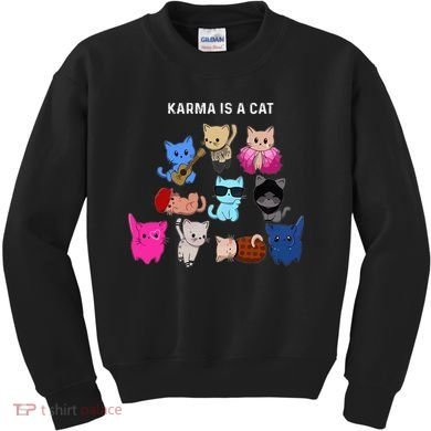 Karma Is A Cat Cat Funny Cat Lovers Kids Sweatshirt