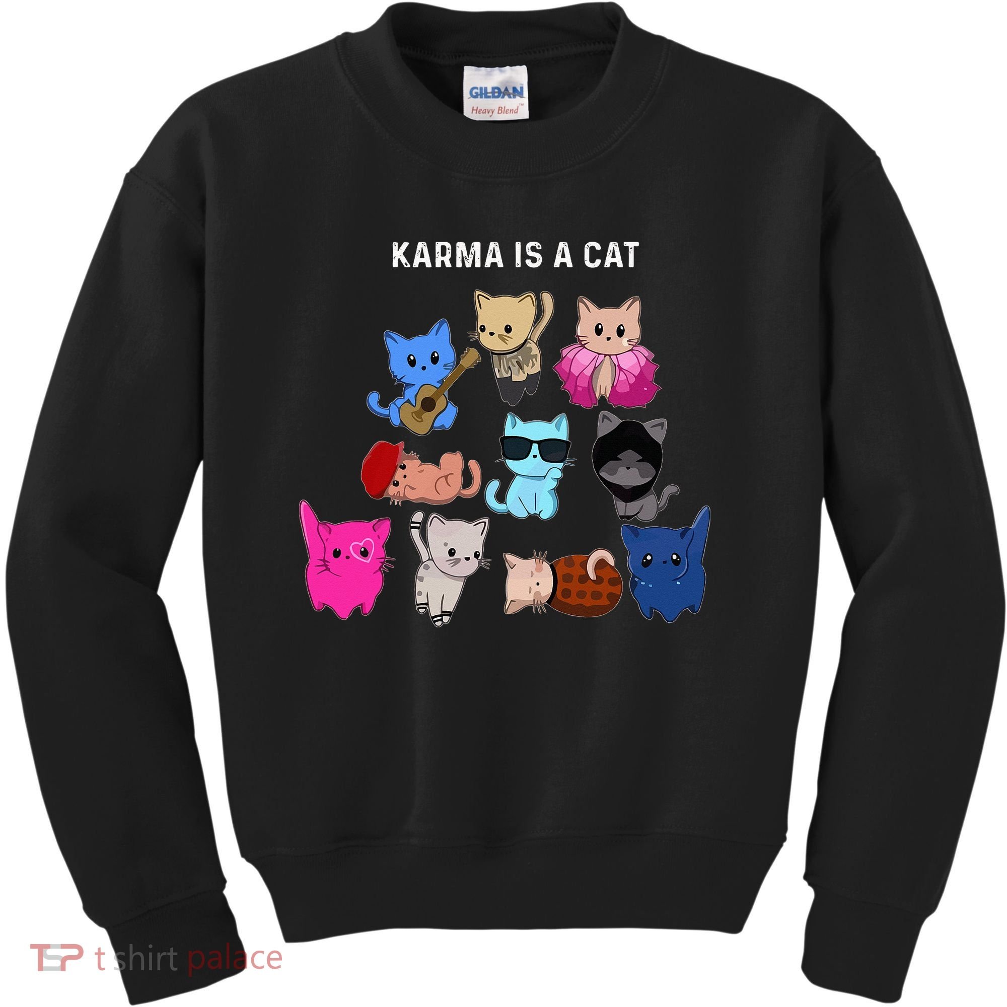 Karma Is A Cat Cat Funny Cat Lovers Kids Sweatshirt