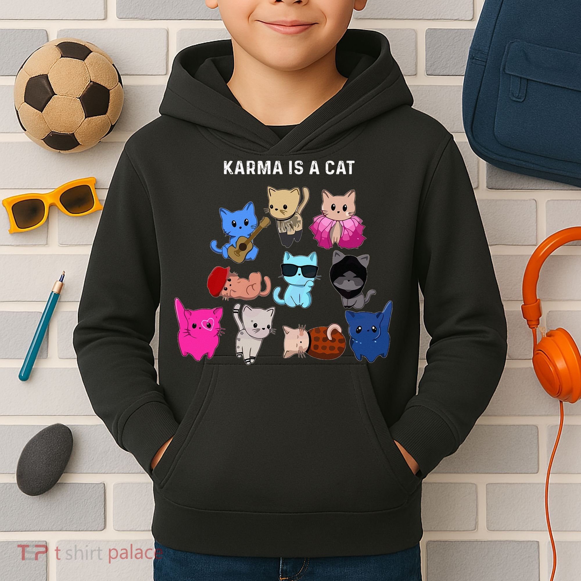 Karma Is A Cat Cat Funny Cat Lovers Kids Hoodie