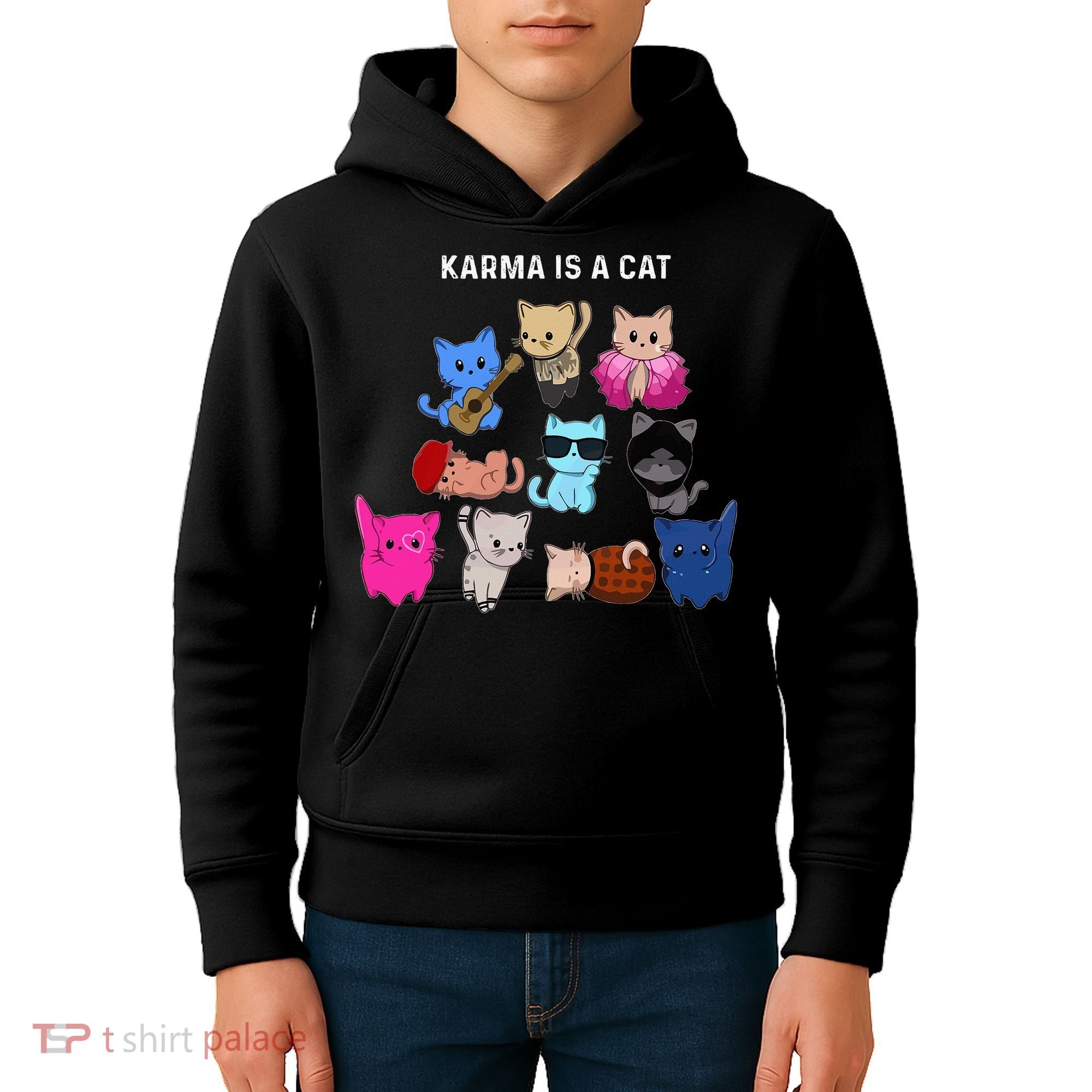 Karma Is A Cat Cat Funny Cat Lovers Kids Hoodie