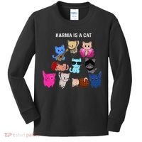 Karma Is A Cat Cat Funny Cat Lovers Kids Long Sleeve Shirt thumb 0