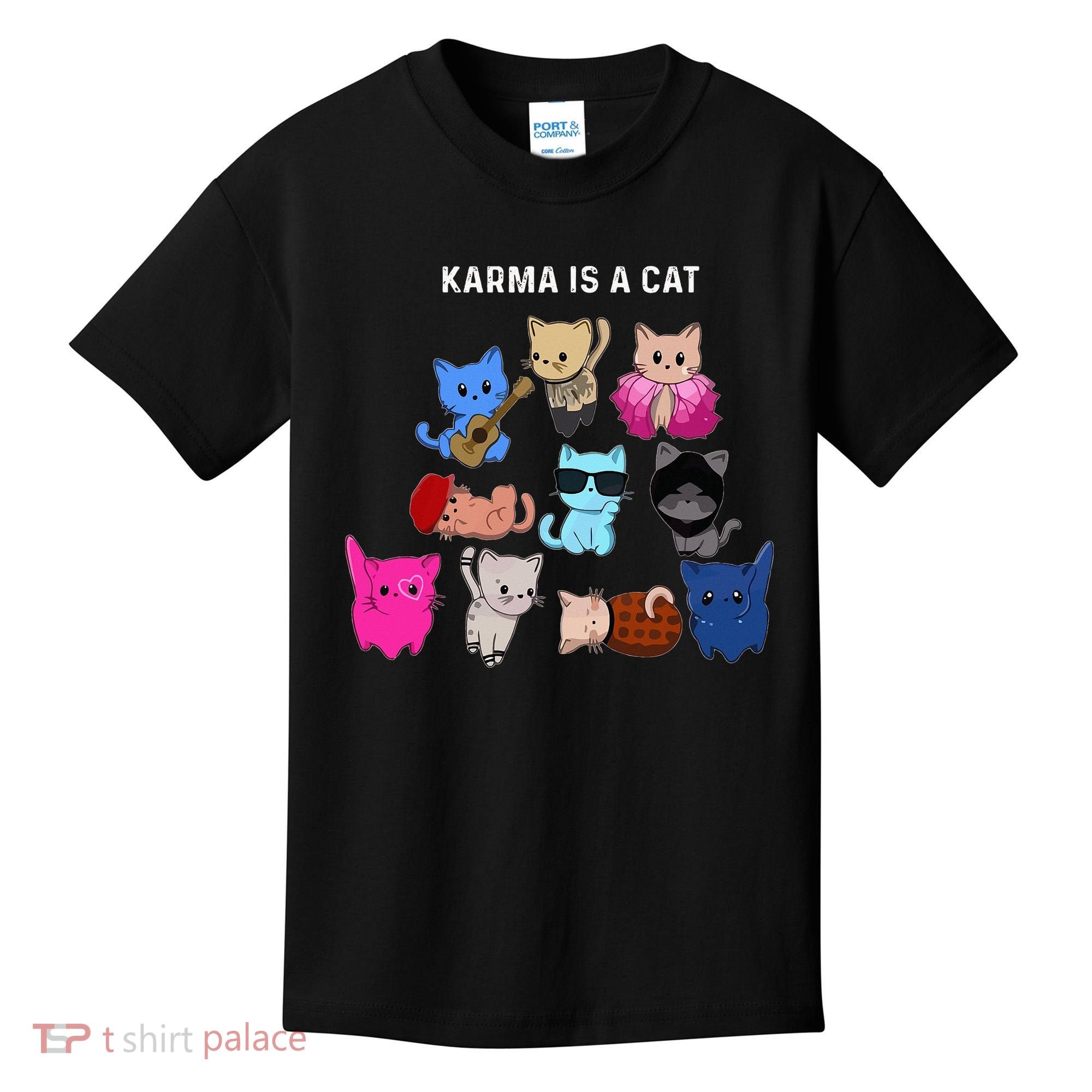 Karma Is A Cat Cat Funny Cat Lovers Kids T-Shirt