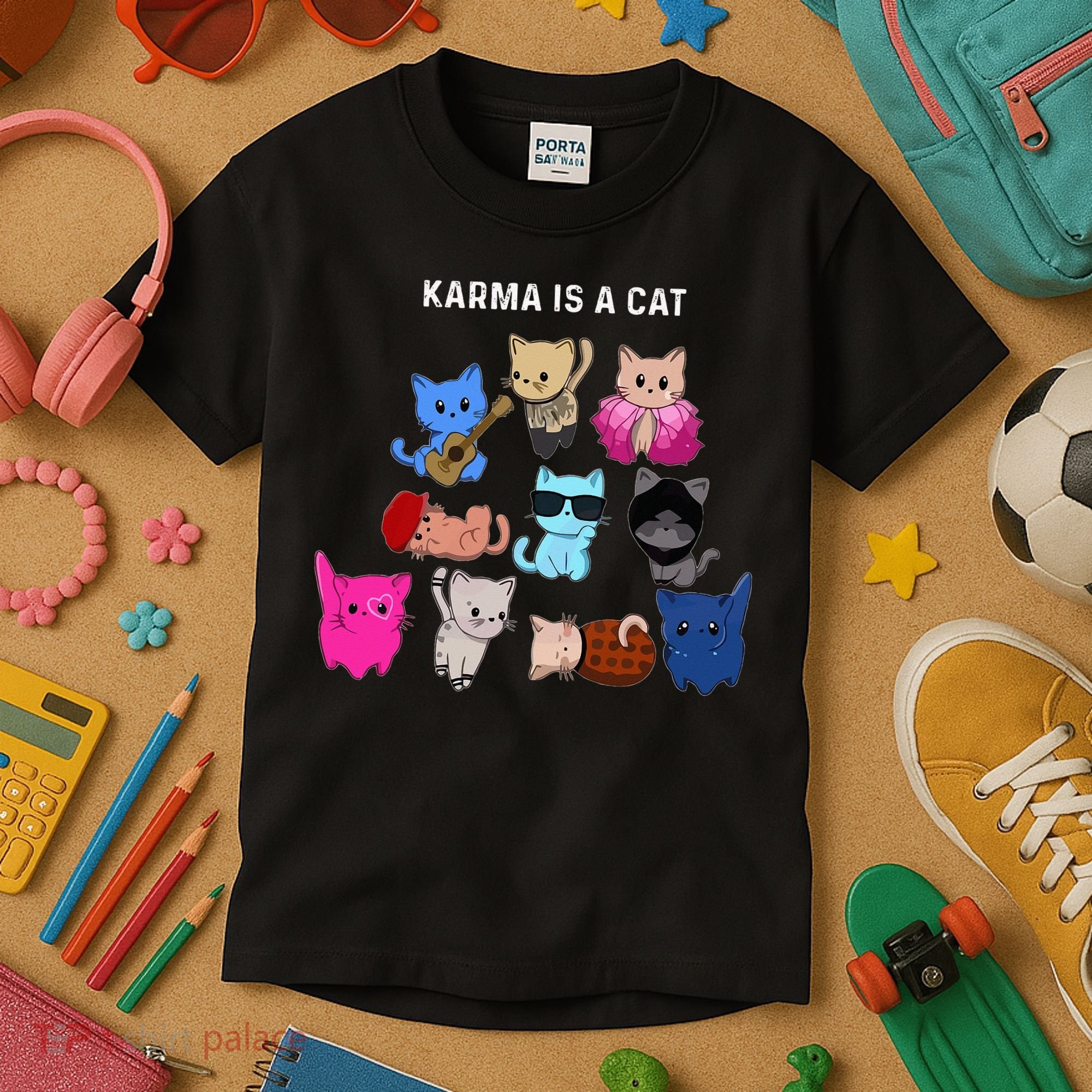 Karma Is A Cat Cat Funny Cat Lovers Kids T-Shirt