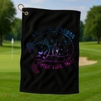 Karma Is A Cat Funny Cat Lazy Cat Gift Golf Towel thumb 1