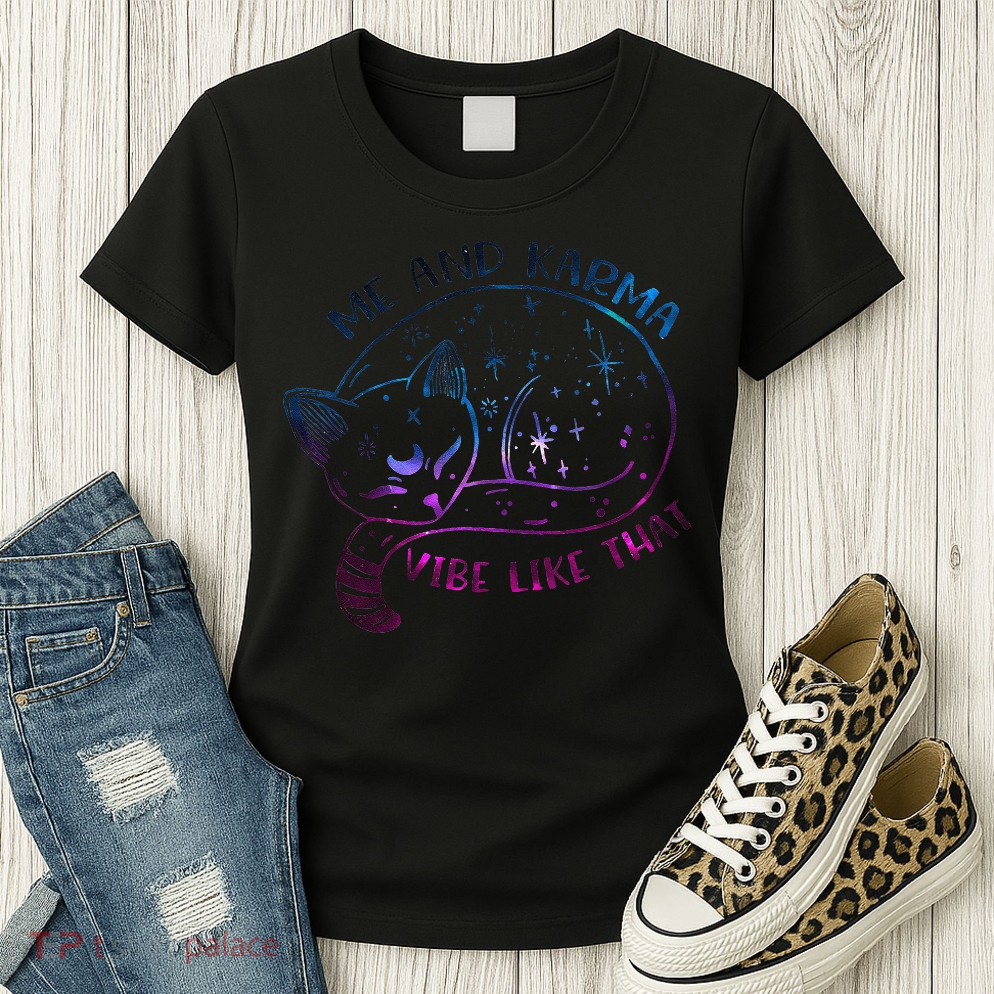 Karma Is A Cat Funny Cat Lazy Cat Gift Women's T-Shirt
