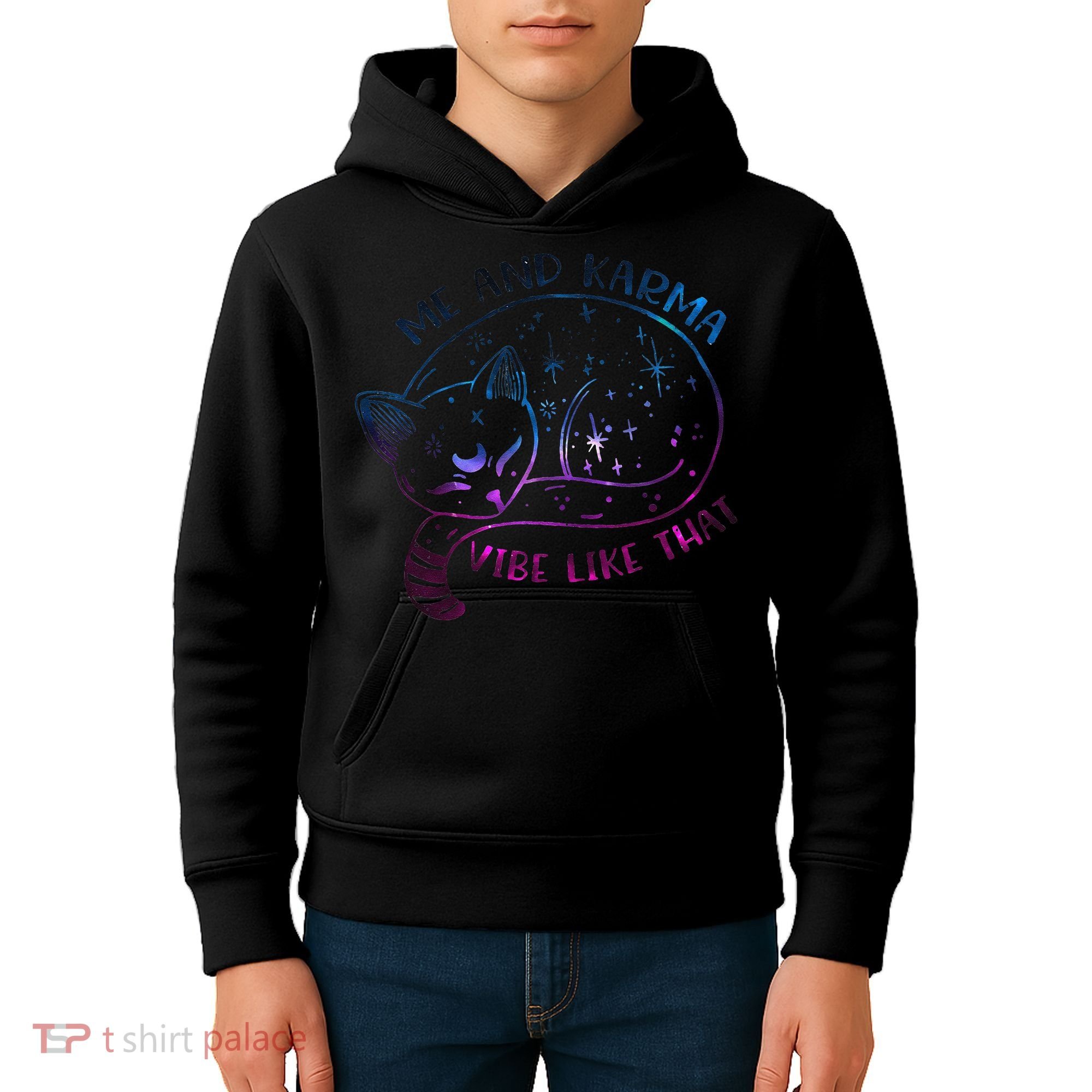 Karma Is A Cat Funny Cat Lazy Cat Gift Kids Hoodie