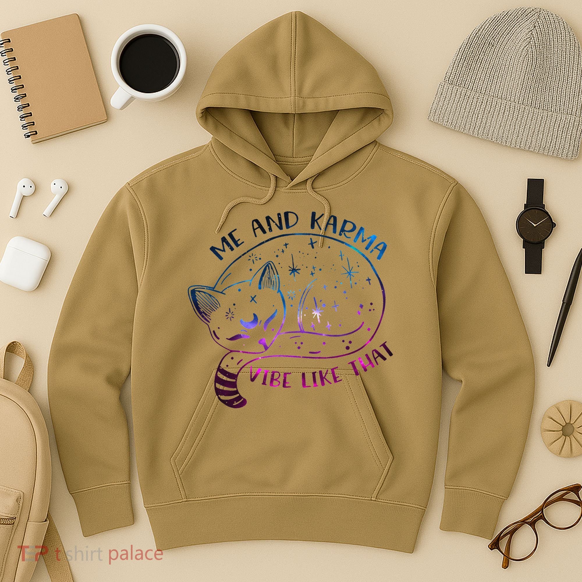 Karma Is A Cat Funny Cat Lazy Cat Gift Hoodie