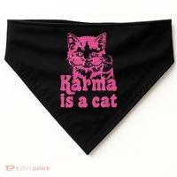 Karma Is A Cat Funny Cute Cat Love Gift USA-Made Doggie Bandana thumb 0