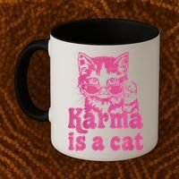 Karma Is A Cat Funny Cute Cat Love Gift Coffee Mug thumb 2