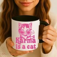 Karma Is A Cat Funny Cute Cat Love Gift Coffee Mug thumb 3