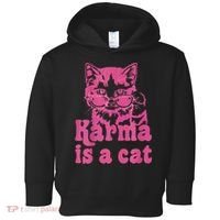 Karma Is A Cat Funny Cute Cat Love Gift Toddler Hoodie thumb 0
