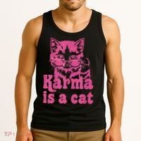 Karma Is A Cat Funny Cute Cat Love Gift Tank Top thumb 3