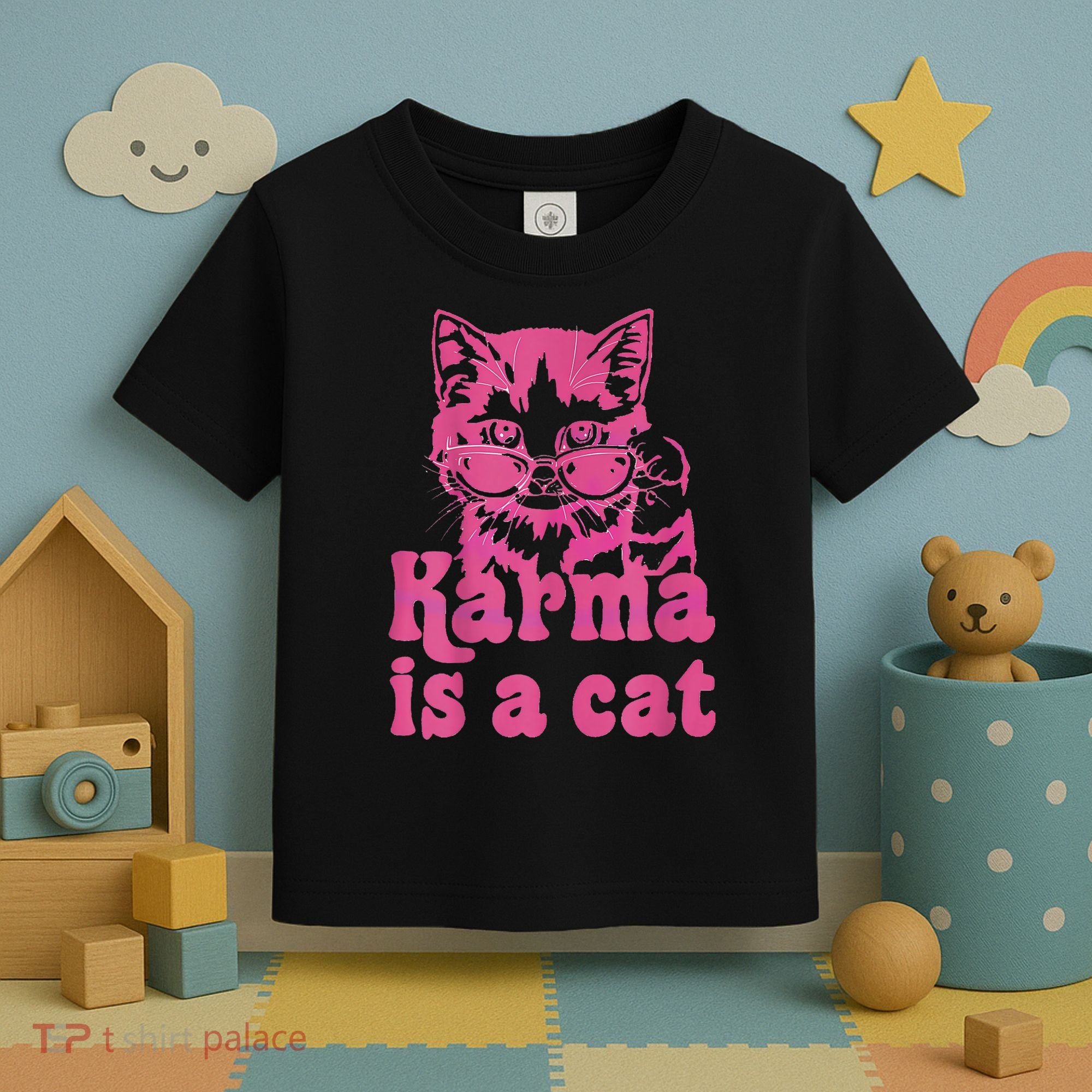 Karma Is A Cat Funny Cute Cat Love Gift Toddler T-Shirt