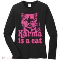 Karma Is A Cat Funny Cute Cat Love Gift Women's Long Sleeve Shirt thumb 0