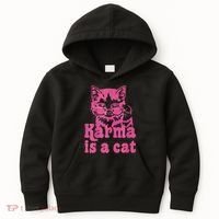 Karma Is A Cat Funny Cute Cat Love Gift Kids Hoodie thumb 0