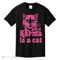 Karma Is A Cat Funny Cute Cat Love Gift Kids T-Shirt thumb 0