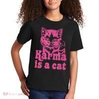 Karma Is A Cat Funny Cute Cat Love Gift Kids T-Shirt thumb 2