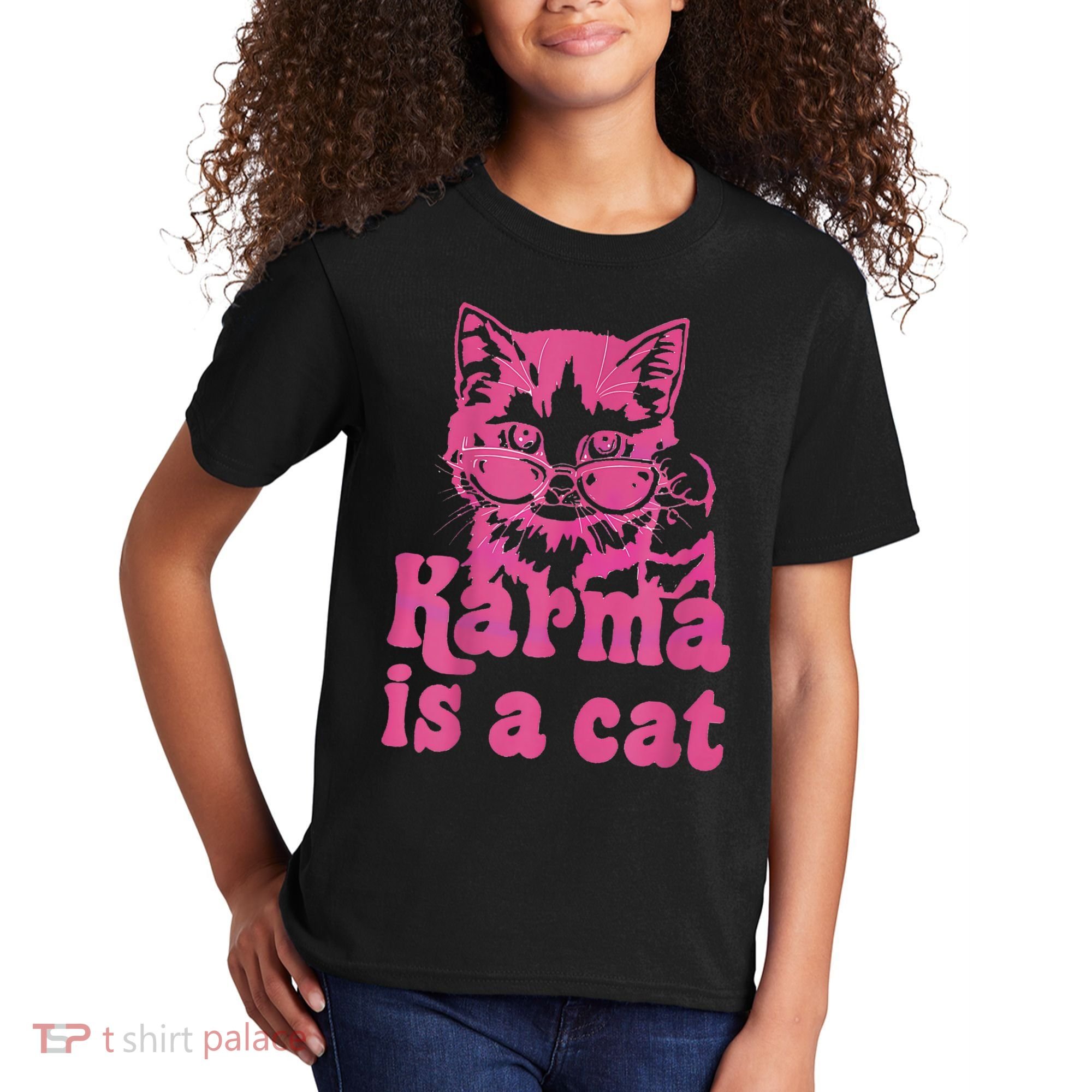 Karma Is A Cat Funny Cute Cat Love Gift Kids T-Shirt