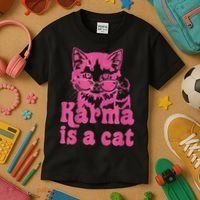 Karma Is A Cat Funny Cute Cat Love Gift Kids T-Shirt thumb 3