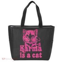 Karma Is A Cat Funny Cute Cat Love Gift Tote Bag thumb 0