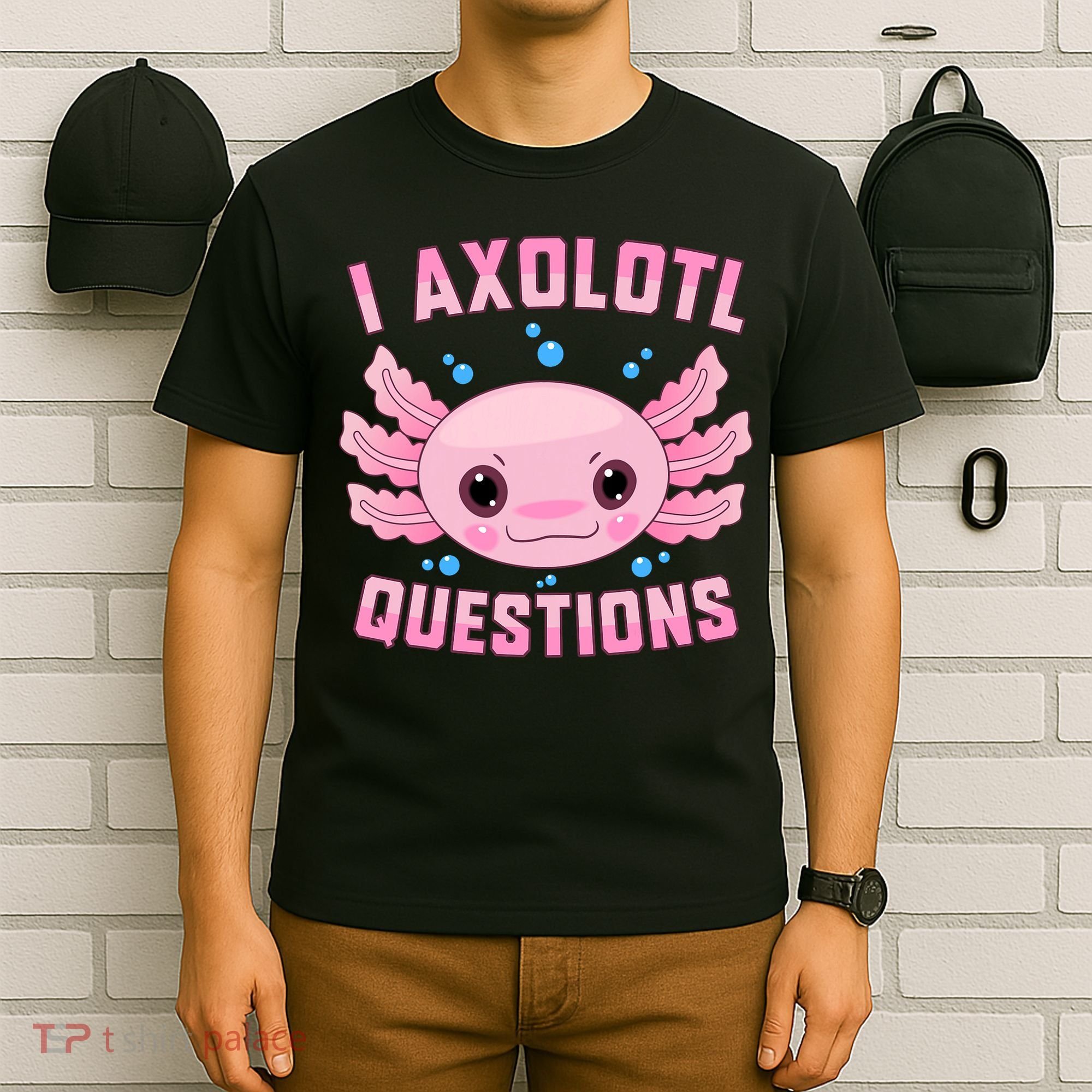 Kawaii I Axolotl Questions Cute Axolotl Anime Teen T-Shirt