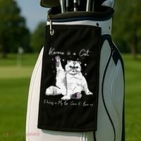 Karma Is A Cat Purring In My Lap Cause It Loves Me Cat Lover Golf Towel thumb 2