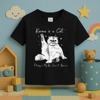 Karma Is A Cat Purring In My Lap Cause It Loves Me Cat Lover Toddler T-Shirt thumb 3