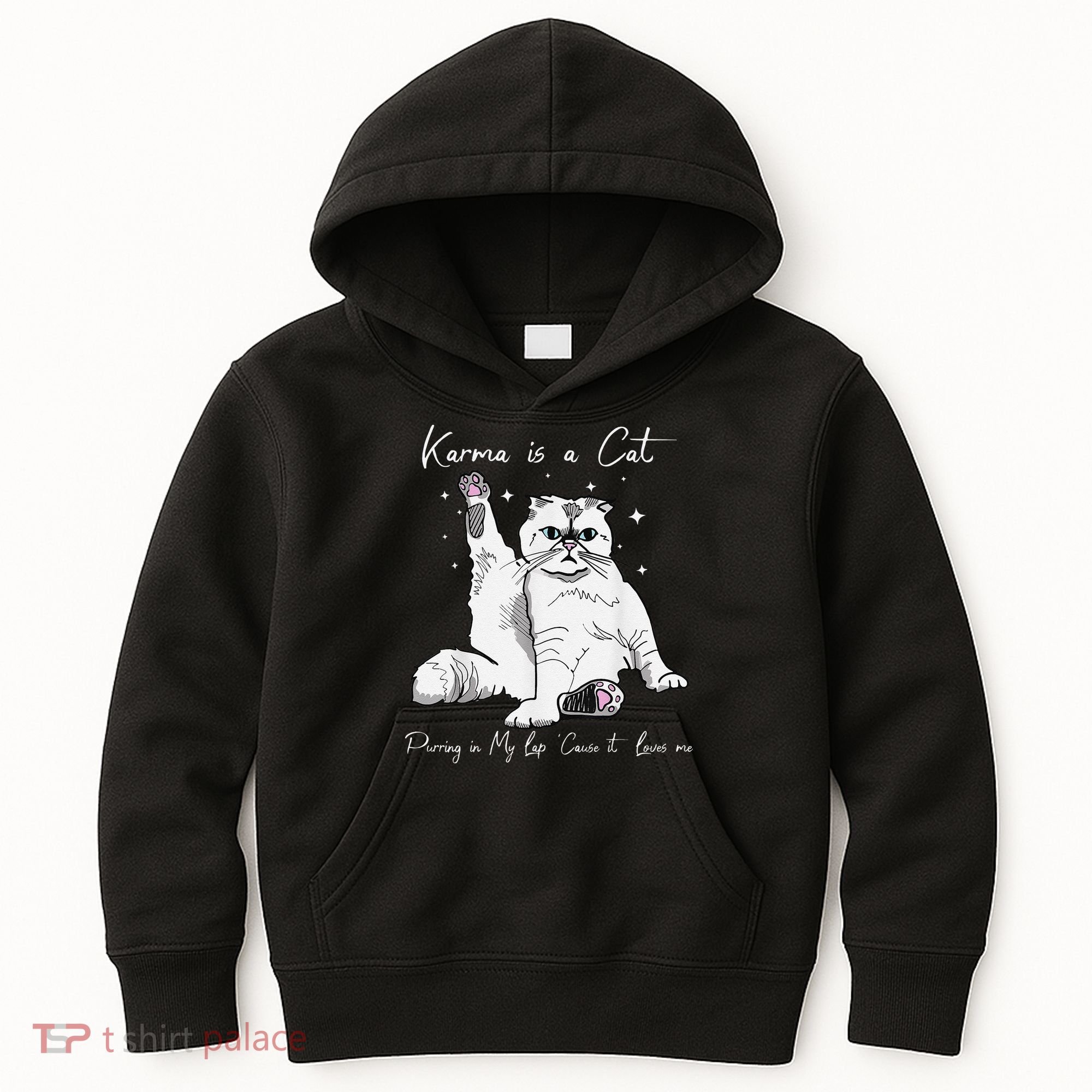 Karma Is A Cat Purring In My Lap Cause It Loves Me Cat Lover Kids Hoodie