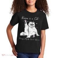 Karma Is A Cat Purring In My Lap Cause It Loves Me Cat Lover Kids T-Shirt thumb 2