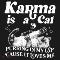 Karma Is A Cat Purring In My Lap Cause It Loves Me Apron thumb 3