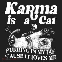 Karma Is A Cat Purring In My Lap Cause It Loves Me Beanie thumb 2