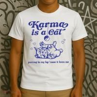 Karma Is A Cat T-Shirt thumb 3