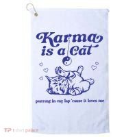 Karma Is A Cat Golf Towel thumb 0
