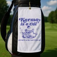 Karma Is A Cat Golf Towel thumb 2