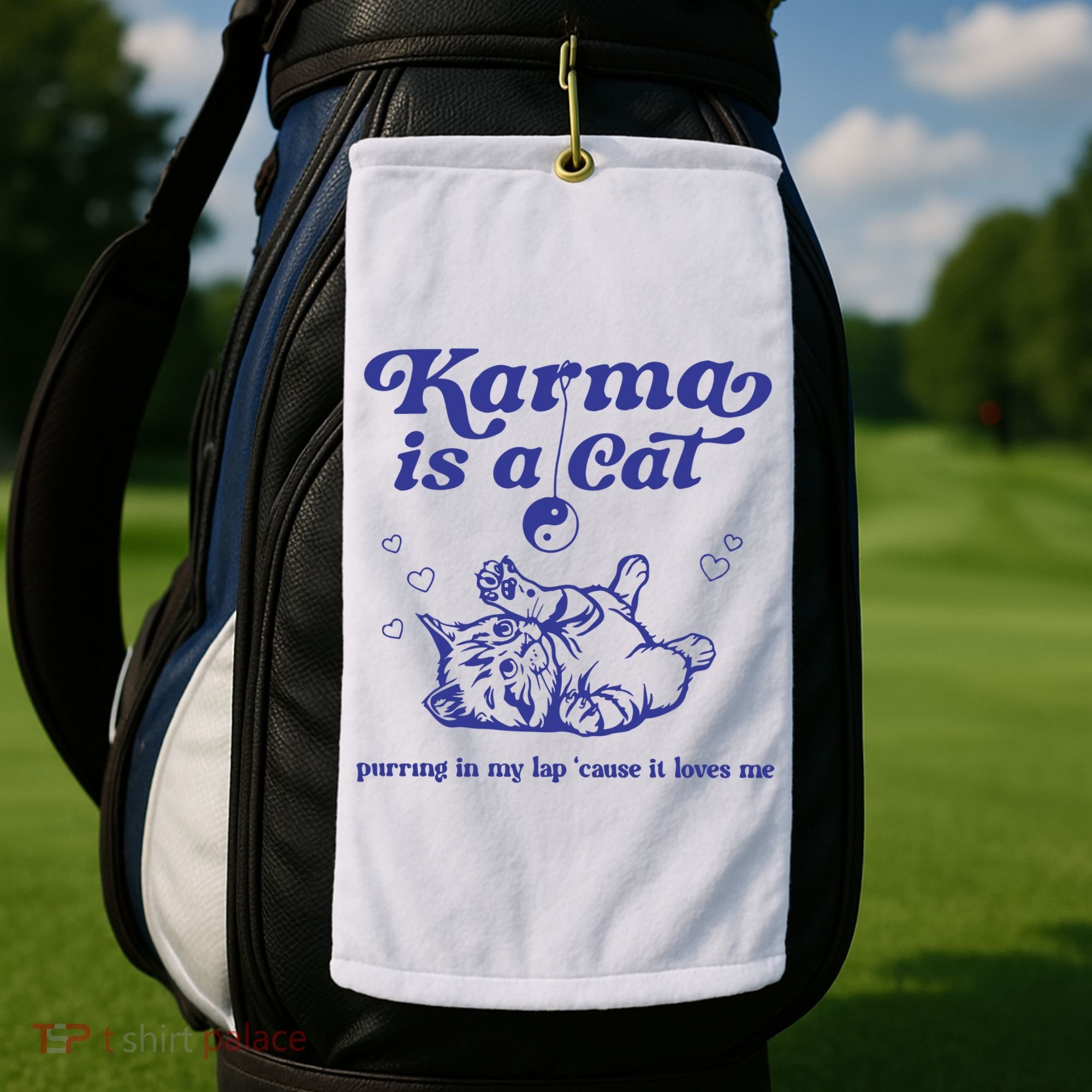 Karma Is A Cat Golf Towel