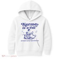Karma Is A Cat Kids Hoodie thumb 0