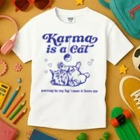 Karma Is A Cat Kids T-Shirt thumb 3