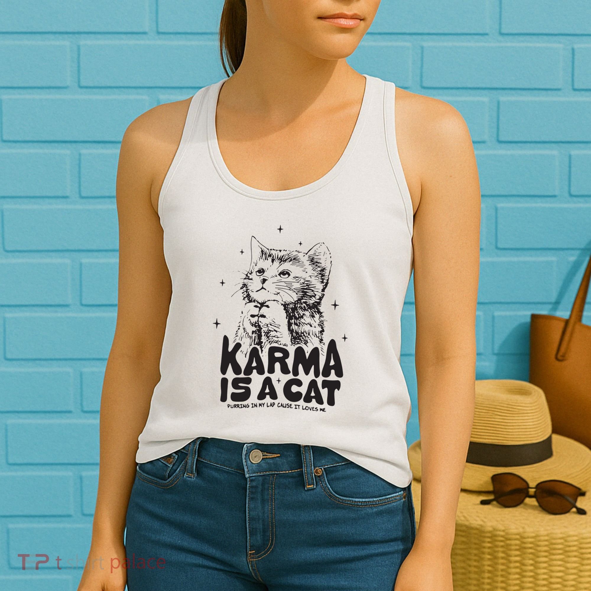Karma Is A Cat Shirts Taylor Eras Cat Lover Women's Tank Top
